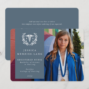 Blue + White Laurel Wreath Registered Nurse Foto Ankündigung