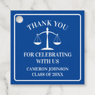 Blue White Law School Custom Graduation Party Geschenkanhänger