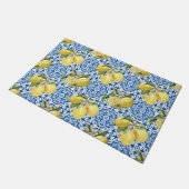 Blue White Lemon Tile Mediterranean Pattern Fußmatte (Schrägansicht)