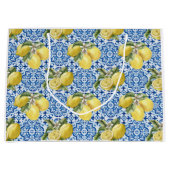 Blue White Lemon Tile Mediterranean Pattern Große Geschenktüte (Vorderseite)
