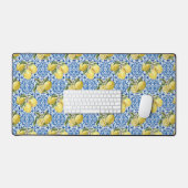 Blue White Lemon Tile Mediterranean Pattern Schreibtischunterlage (Tastatur & Maus)