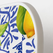 Blue White Lemon Tile Pattern Citrus Monogram Name Pickleball Schläger (Linke Seite)