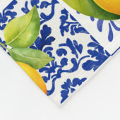 Blue White Lemon Tile Pattern Mediterranean Citrus Fleecedecke (Ecke)