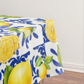 Blue White Lemon Tile Pattern Mediterranean Citrus Tischdecke (Beispiel)