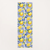 Blue White Lemon Tile Pattern Mediterranean Citrus Yogamatte (Vorderseite)