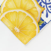 Blue White Lemon Tile Pattern Name Monogram Citrus Fleecedecke (Ecke)