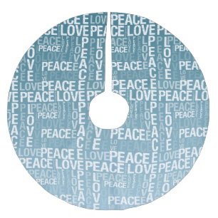 Blue White Liebe Peace Polyester Weihnachtsbaumdecke