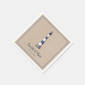 Blue White Lighthouse Kraft Wedding Paper Napkin Serviette (Ecke)