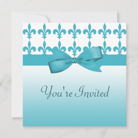 Blue & White Lilie Hochzeit Einladung (Vorderseite)