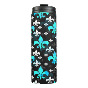 Blue White Lilie Thermosbecher