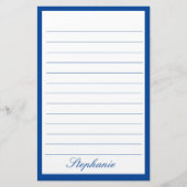 Blue White Lines Frames Monogram Names Custom Briefpapier (Vorderseite)