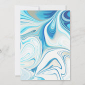 Blue White Liquid Marble Wedding Einladung (Rückseite)