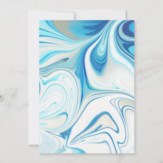Blue White Liquid Marble Wedding Einladung (Rückseite)