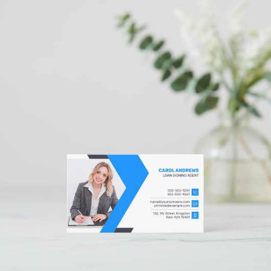 Blue, White Loan Signing Agent, Consultant, Anwalt Visitenkarte (Stehend Vorderseite)