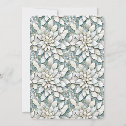 Blue White Lotus Blume Brautparty Einladung (Rückseite)