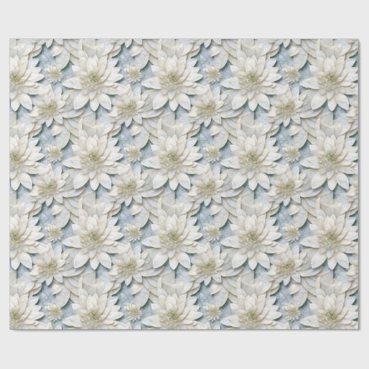 Blue White Lotus Blume Geschenkpapier (Flach)