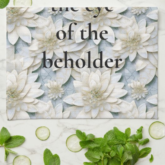 Blue White Lotus Blume Geschirrtuch (Gefaltet)