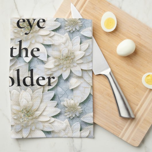 Blue White Lotus Blume Geschirrtuch (Viertel Falte)