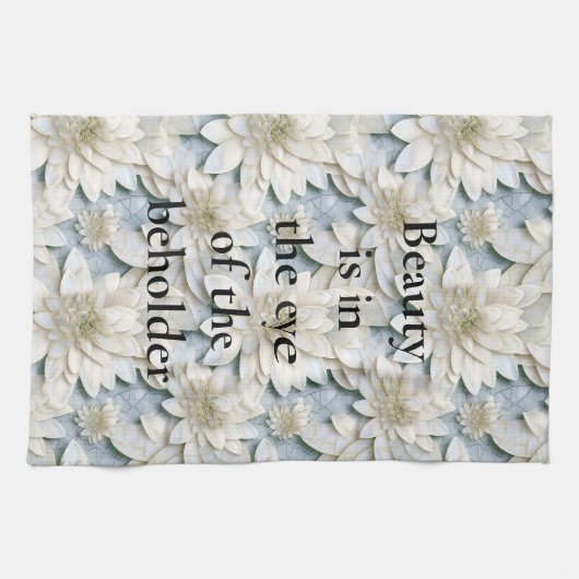 Blue White Lotus Blume Geschirrtuch (Horizontal)