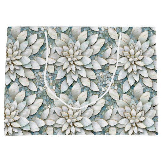 Blue White Lotus Blume Große Geschenktüte (Vorderseite)