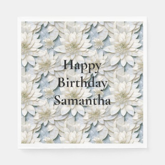 Blue White Lotus Blume Serviette (Vorderseite)