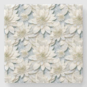 Blue White Lotus Blume Steinuntersetzer (Vorderseite)
