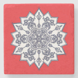 Blue & White mandela Sandstone Untersetzer