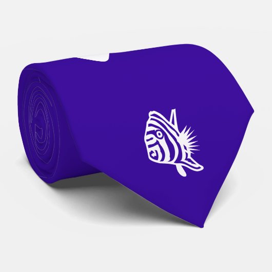 Blue White Marine Fish Krawatte (Gerollt)