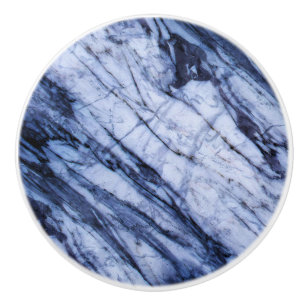 Blue & White Marmor Stone Swirl Modern Chic Keramikknauf