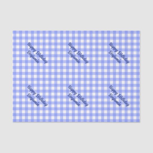 Blue White Matching Patterns Gingham Seidenpapier (Vorderseite)