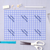 Blue White Matching Patterns Gingham Seidenpapier (Handwerk)