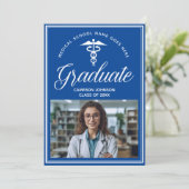 Blue White Medical School Foto Abschluss Ankündigung (Stehend Vorderseite)