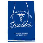 Blue White Medical School Graduation Party Mittlere Geschenktüte (Vorderseite)