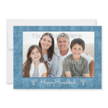 Blue, White Menorahs Hanukkah Foto Card