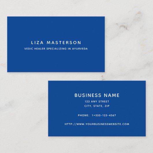 Blue White Minimal Alternative Medicine Healer Visitenkarte (Vorne/Hinten)