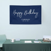 Blue & White Minimal Custom Happy Birthday Banner (Messeveranstaltung)