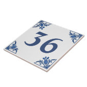 Blue White Minimal Delft Custom House Number Sign Fliese (Seite)