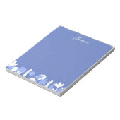 Blue White Minimal Floral Personalized Notepad Notizblock (Rotiert)