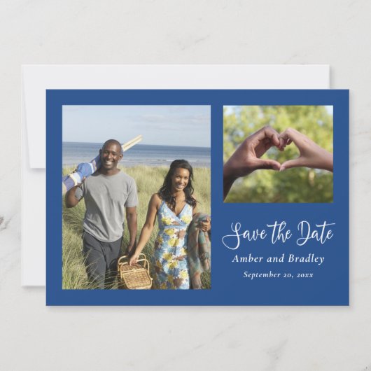 Blue White Minimal Simple QR Code Save the Date Einladung (Vorderseite)