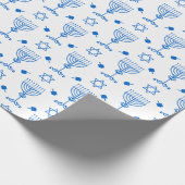 Blue White Minimalist Menorah David Star Hanukkah Geschenkpapier (Ecke)