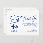 Blue White Minimalistisch Modern Abschluss Vielen Postkarte (Vorne/Hinten)