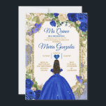 Blue & White Mis Quince 15 Anos Gold Crown Einladung<br><div class="desc">Quinceañera Blue & White Gold Crown Einladung Mis Quince 15 Anos,  16.</div>