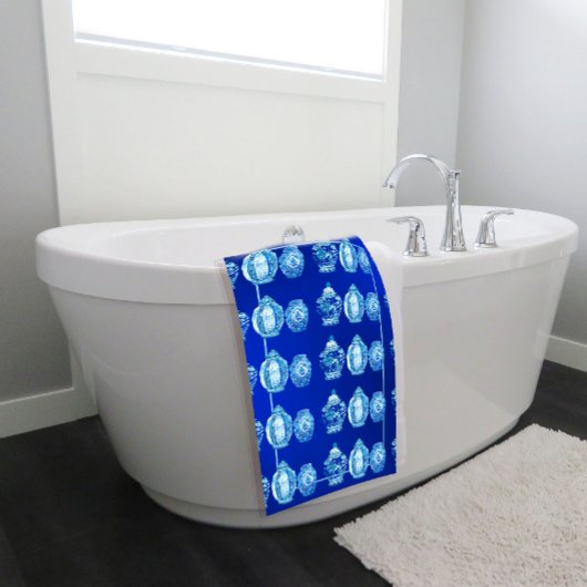 Blue White Mit Monogramm Elegant Ginger Jar Badhandtuch Set