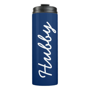 Blue White Mit Monogramm Hubby Cool Elegante Moder Thermosbecher