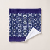Blue & White Modern Abstract Pattern and Monogram Badhandtuch Set (Waschlappen)