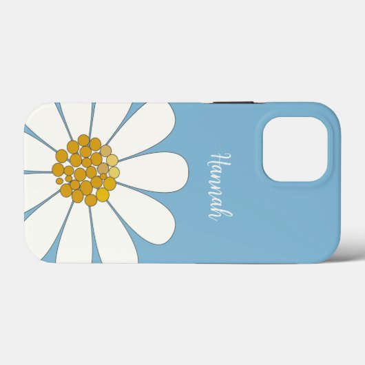 Blue White Modern Daisy Blume Personalisieren Name Case-Mate iPhone Hülle (Rückseite (Horizontal))