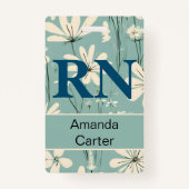 Blue White Modern Daisy Personalisiert Name RN Nur Ausweis (Vorderseite)