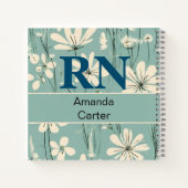 Blue White Modern Daisy Personalisiert Name RN Nur Notizblock (Rückseite)