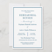 Blue White Modern formale Classic Probe Abendessen Einladung (Vorderseite)