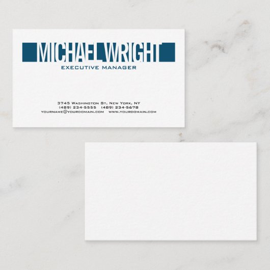 Blue White Modern Schlicht Simple Minimalistisch B Visitenkarte (Vorne/Hinten)